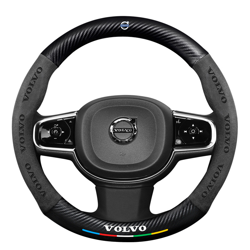 Suitable for Audi steering wheel cover A6L A4L Q5L A3 A5 A7 A8L Q3 Q7 carbon fiber leather handle cover