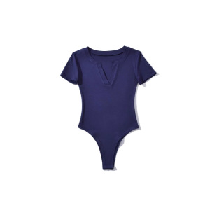 European and American Style Spring and Autumn Ribbed Cotton Stretchy Slim-Fit Base Layer Bodysuit for a Slimming Effect