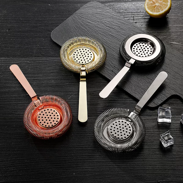 New Model 304 Stainless Steel Ice Filter, Professional Stainless Steel Cocktail Strainer, Ice Separator, Hawthorne Strainer