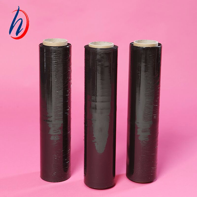 缠绕膜50cm 黑色拉伸膜2.5公斤重物流包装pe膜强拉伸打包膜定制