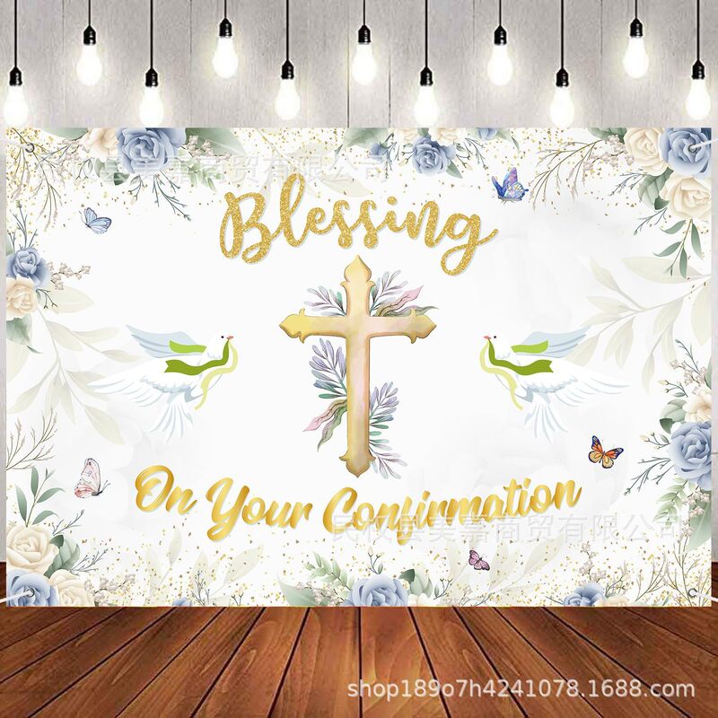 New Cross-border Floral Communion Baptism Party Background Cloth Bridal Gifts Wedding Party Decoration Scene Decoration
