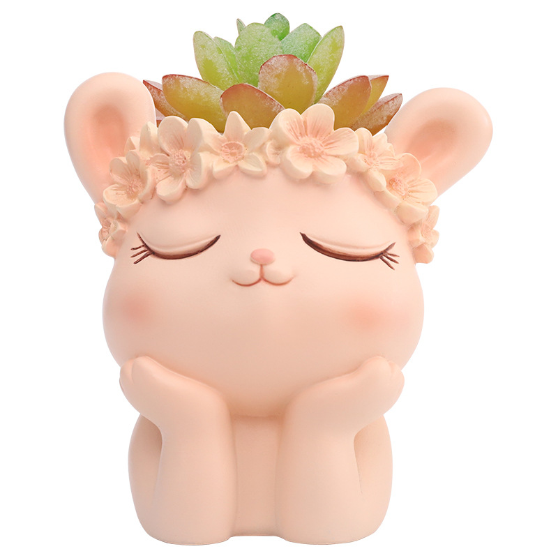 Chậu cây mọng nước hình động vật resin, chậu mini để bàn, tiểu cảnh sân vườn (RG-73)