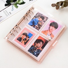 Korean Instagram-style cute sparkling pink ring binder transparent photo album 3-inch 4-inch polaroid photo small card storage book for fan girls