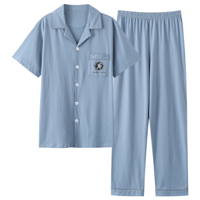 Pijamas de hombre verano 100% algodón pantalones de manga corta más el tamaño de los hombres de verano Delgado al aire libre homewear