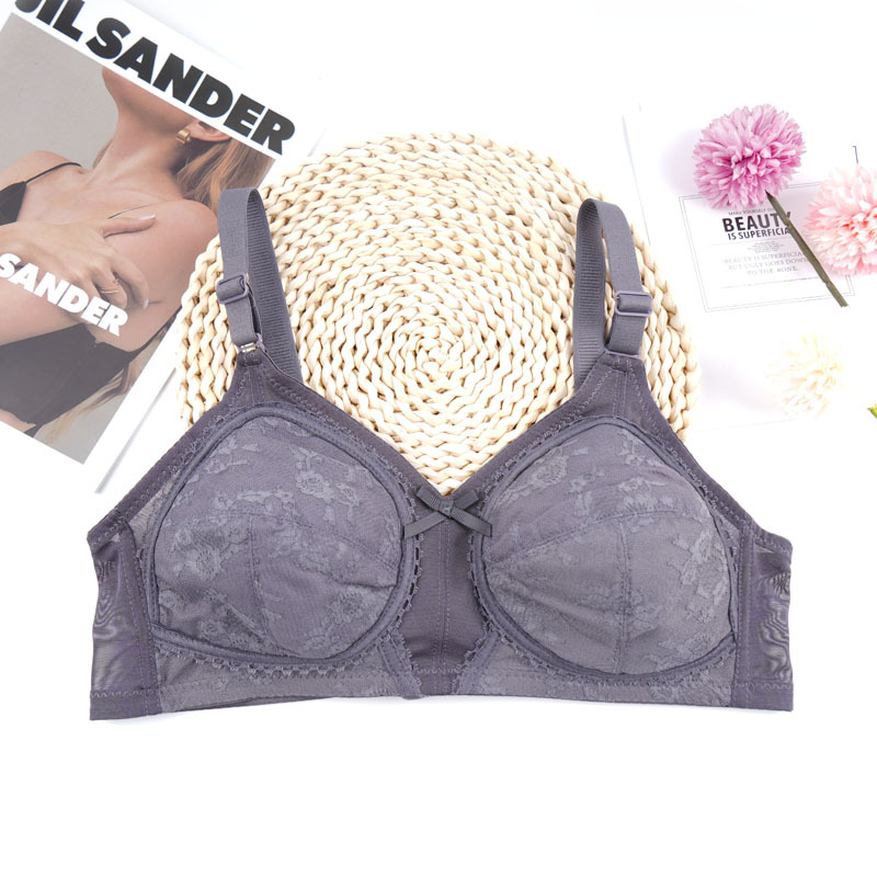 Gran tamaño de comercio exterior punto delgado sin esponja sin anillo de acero ropa interior mujer gran pecho pequeño se reúnen contra la caída del sujetador