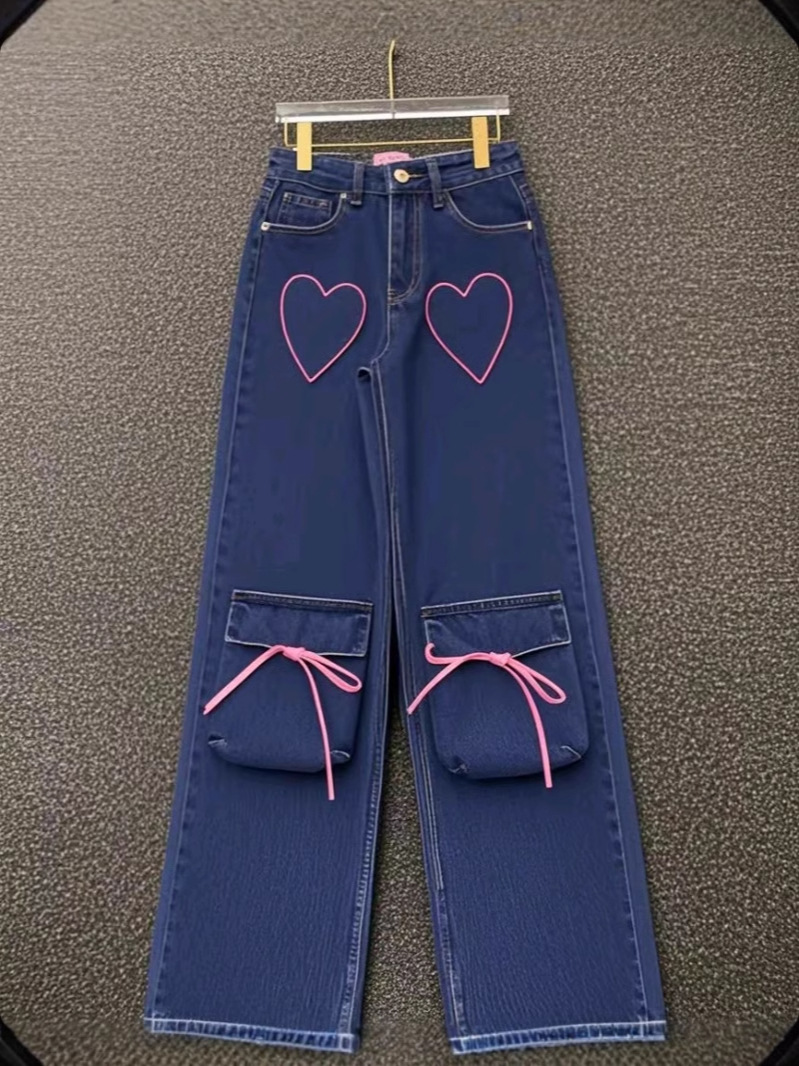 Pantalones de mezclilla para mujer, monos, pantalones de moda de piernas anchas con bolsillos múltiples, pantalones Cargo pants wholesale