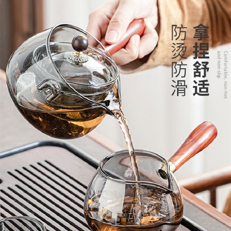 360 grados de rotación caliente resistente al calor de ocio olla ahumado vidrio borosilicato gris ocio té fabricante engrosada a prueba de explosiones
