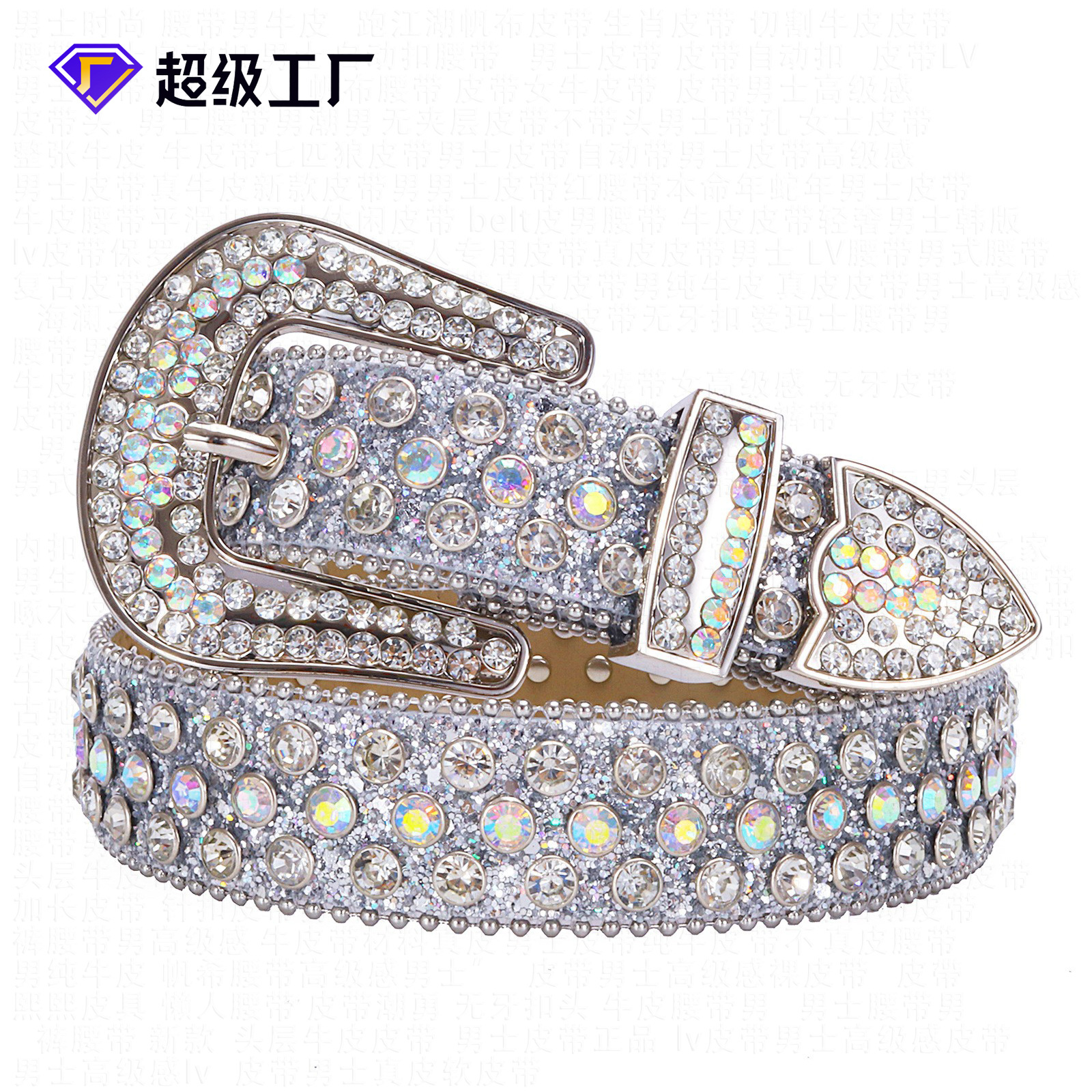 Cinturón de mujer de diamantes de imitación transfronterizos europeos y americanos cinturón de cinturón de diamantes largos cinturón estilo hip-hop spot al por mayor