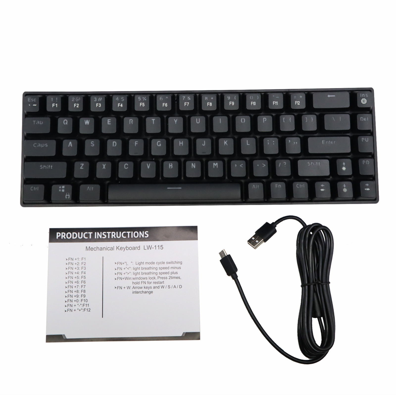 DK68 key mini wired game office mechanical keyboard color light blue axis Type-C interface neutral packaging_voghion.com