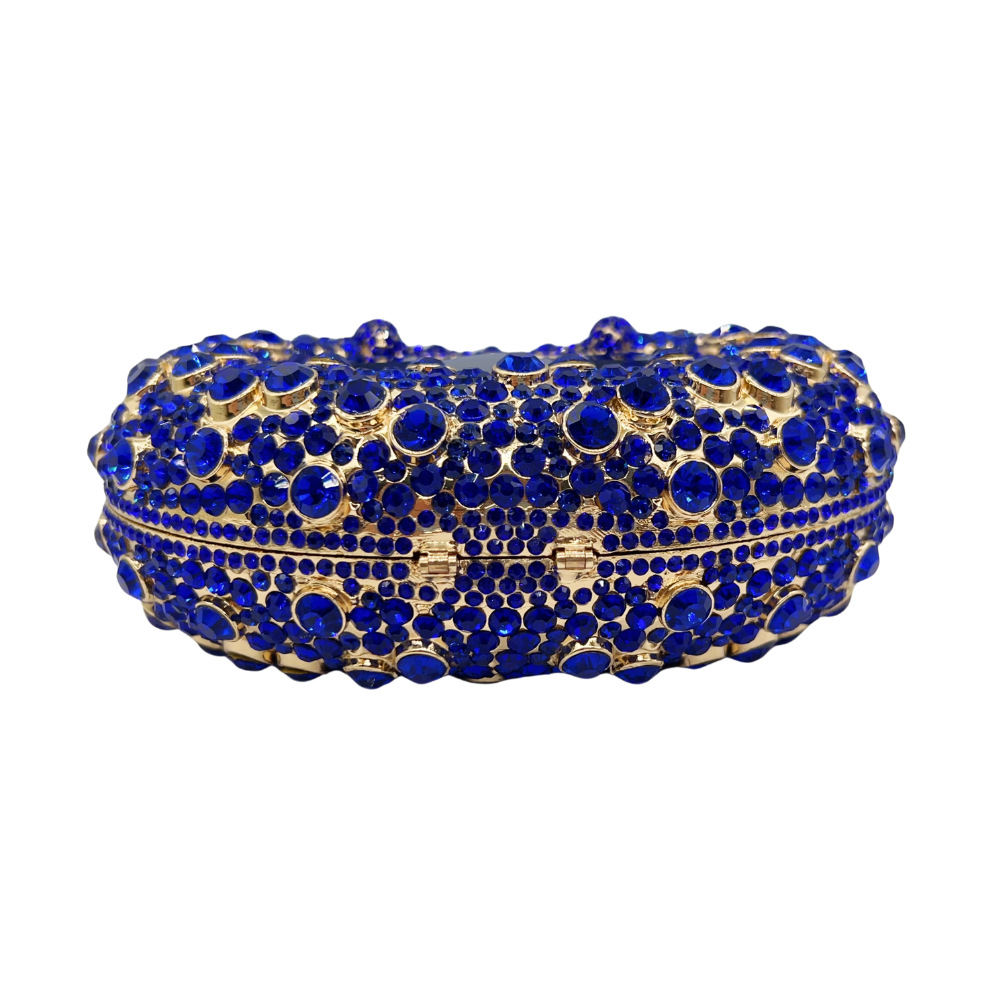 Túi clutch nữ đính đá pha lê dạ tiệc, thiết kế rỗng kim cương, kèm dây xích đeo vai — Màu đỏ, Màu xanh ngọc, Màu xanh đậm, Màu bạc xanh lam chi tiết 2