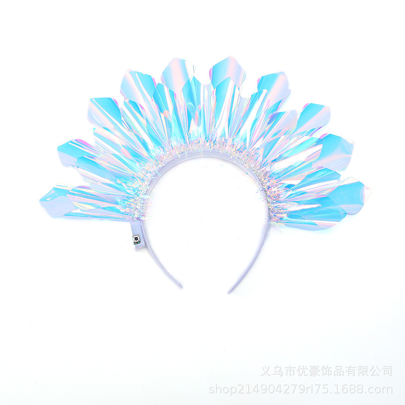 跨境热卖发光彩膜发箍万圣节派对亮灯头箍圣诞节舞台表演镭射发箍|undefined