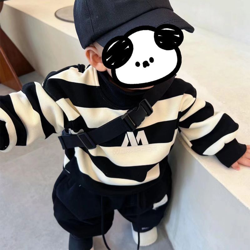 幼儿园男童套装秋冬季2025新款儿童洋气卫衣灯笼裤加绒两件套|undefined