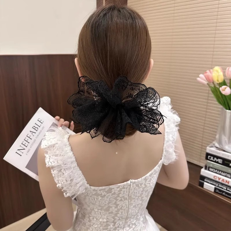 スカートシリーズヘアバンドレース刺繍ヘアバンドエレガントで優しいスタイルの女性の帽子ハーフポニーテールフラワーヘアアクセサリー|undefined