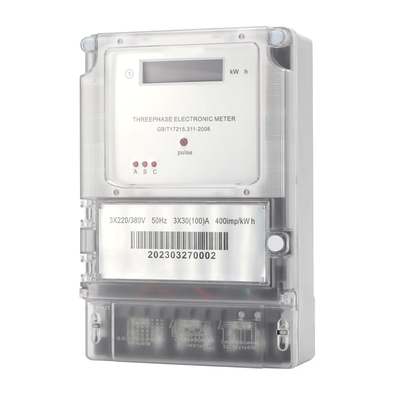 Medidor electrónico LCD trifásico de señalización dual tipo red rural, tres medidores de alta potencia, medidor de energía eléctrica LCD, cubierta transparente