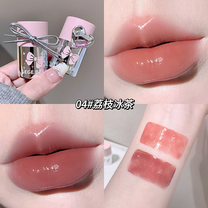 Gege Bear doble color de bloqueo labial congelado agua luz baja saturación color desnudo esmalte labial esmalte labial transfronterizo brillo labial al por mayor