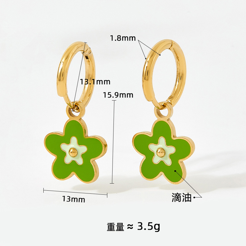 Fashion Flower Stainless Steel Plating Dangling Earrings 1 Pair display picture 7