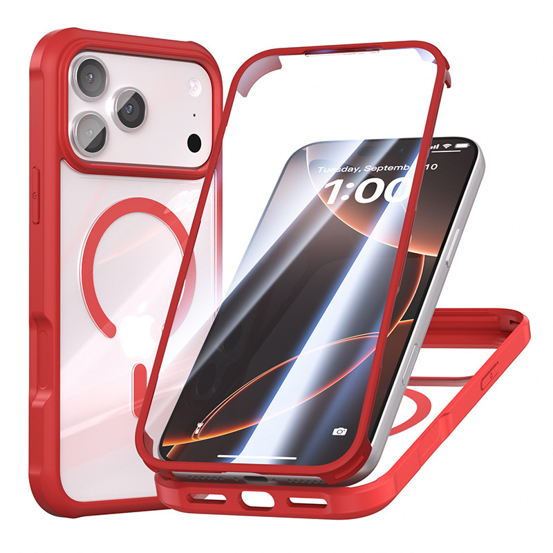 适用iPhone 17Promax透明防摔手机壳苹果16pro双面玻璃保护套跨境|undefined