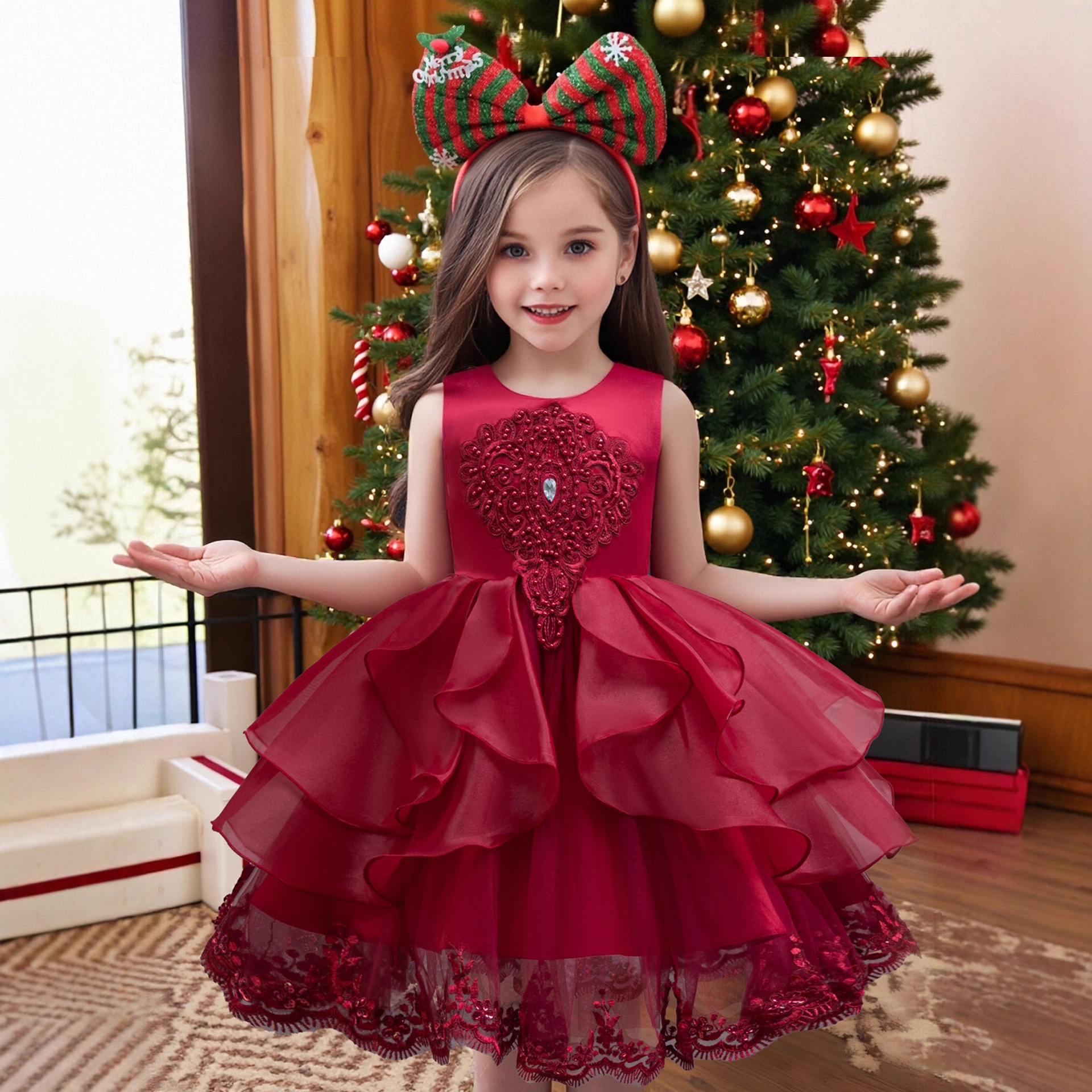 Europa y los Estados Unidos nuevos vestidos de Navidad de niñas niños anfitriones princesa vestidos de niñas vestidos de Año Nuevo