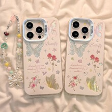 蝴蝶玫瑰苹果14ProMax手机壳iPhone15女软套13网红12软套11镭射XR