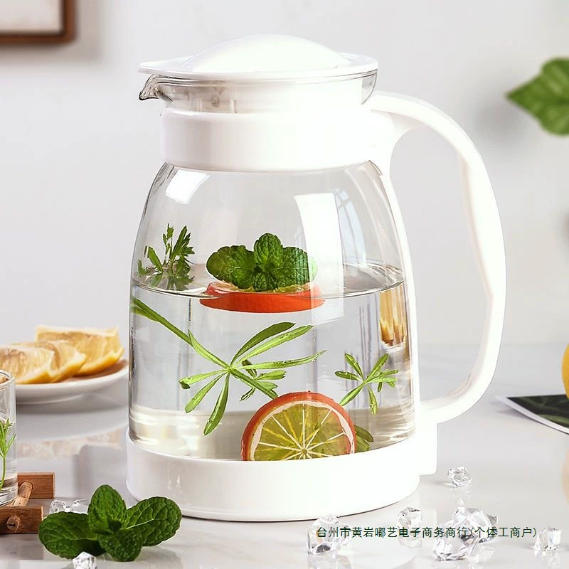 Бытовой чайник для холодной воды, чайник из утолщенного стекла, большая емкость, устойчивый к высоким температурам, чайник для горячего и холодного белого чая, чашка для чая