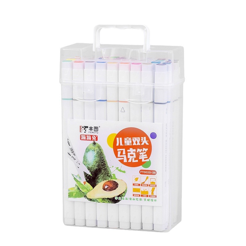 Marcador de dos cabezas a base de agua sin olor para estudiantes de escuela primaria Pintura artística Bolígrafo de acuarela 24 colores 48 colores Pincel de anime de barril