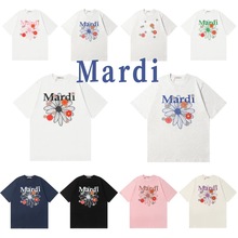 高品韩国Mardi小雏菊花卉印花宽松圆领短袖t恤男女款休闲纯棉上衣
