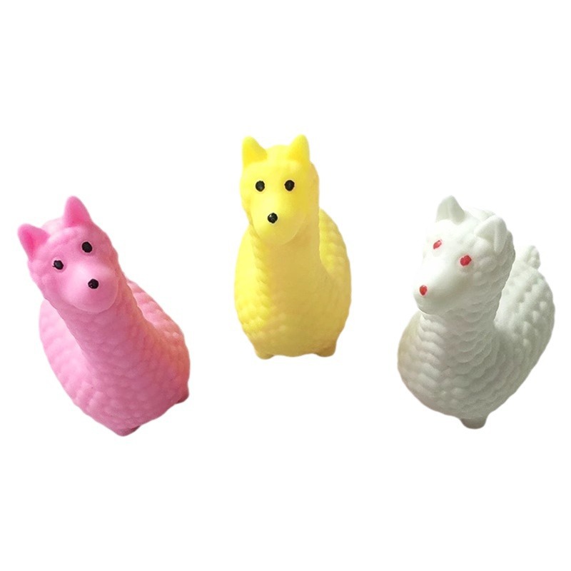 Creatividad de dibujos animados transfronterizos alivio de compresión lindo animal suave alpaca pellizco pellizco Le goma suave ventilación juguetes descompresivos al por mayor