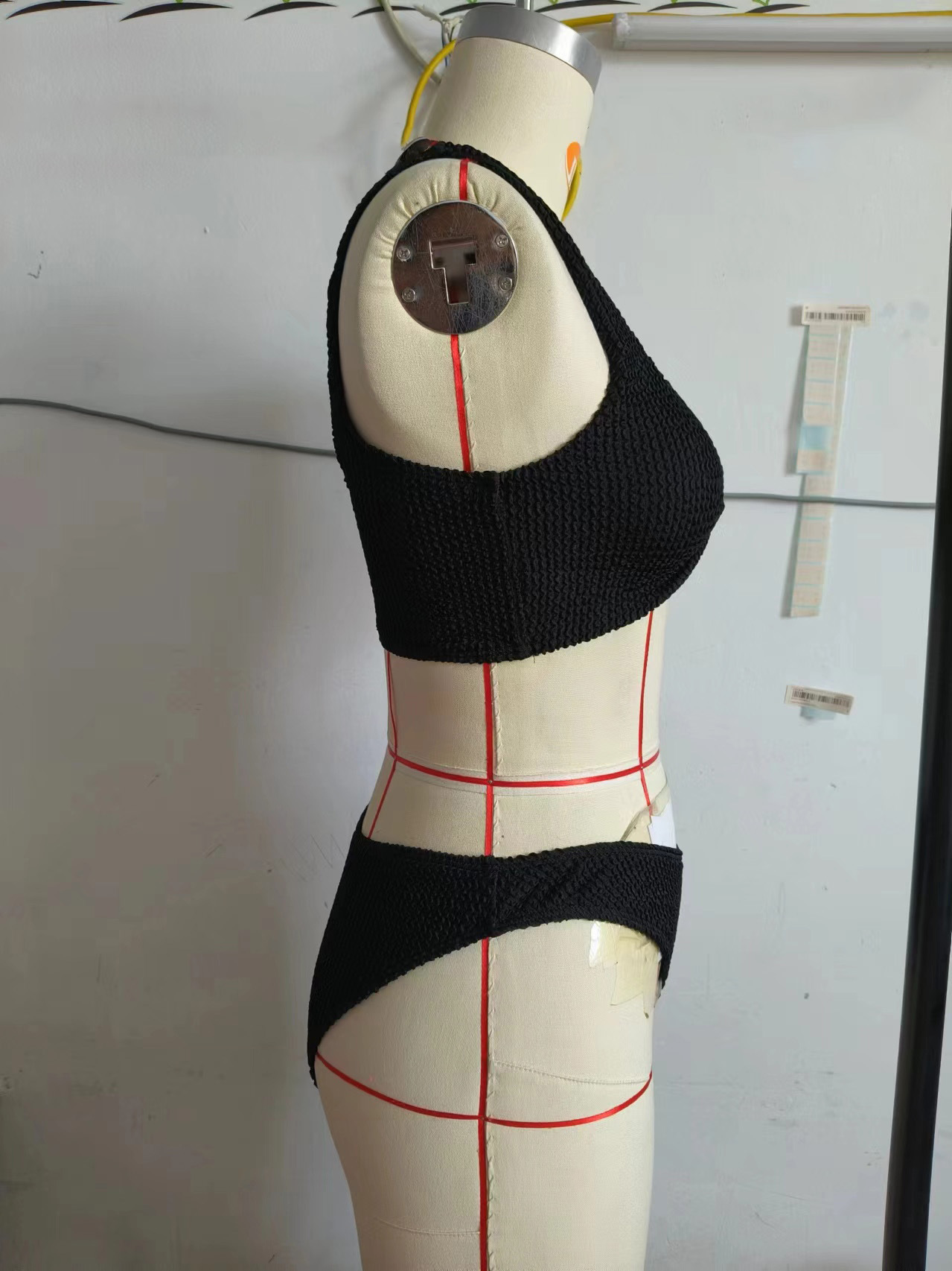 Bikini set dam hög midja med halterneck triangel överdel_voghion.com