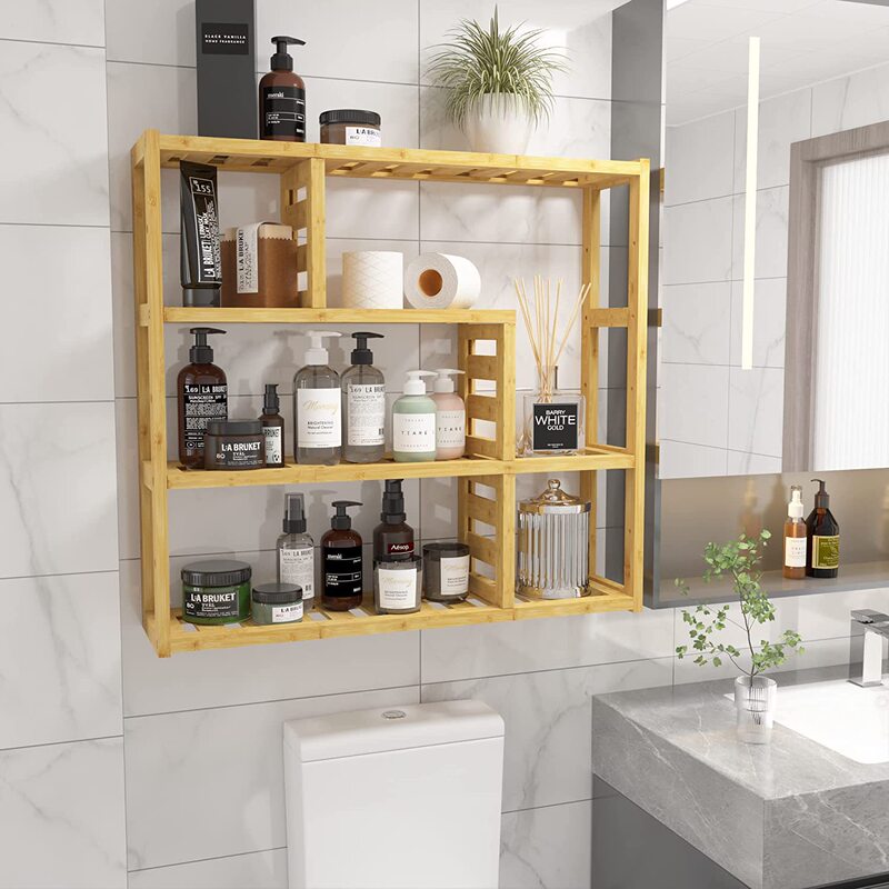 Bathroom Bathroom Bamboo Storage Rack Indoor Plant Stand Bedroom Living Room Bathroom Kitchen Bamboo Shelf