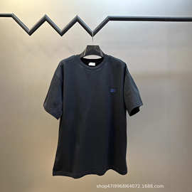 INS欧洲站AC家25SS新款凯胸前旋门撞色绣花圆领短袖T恤日常情侣款