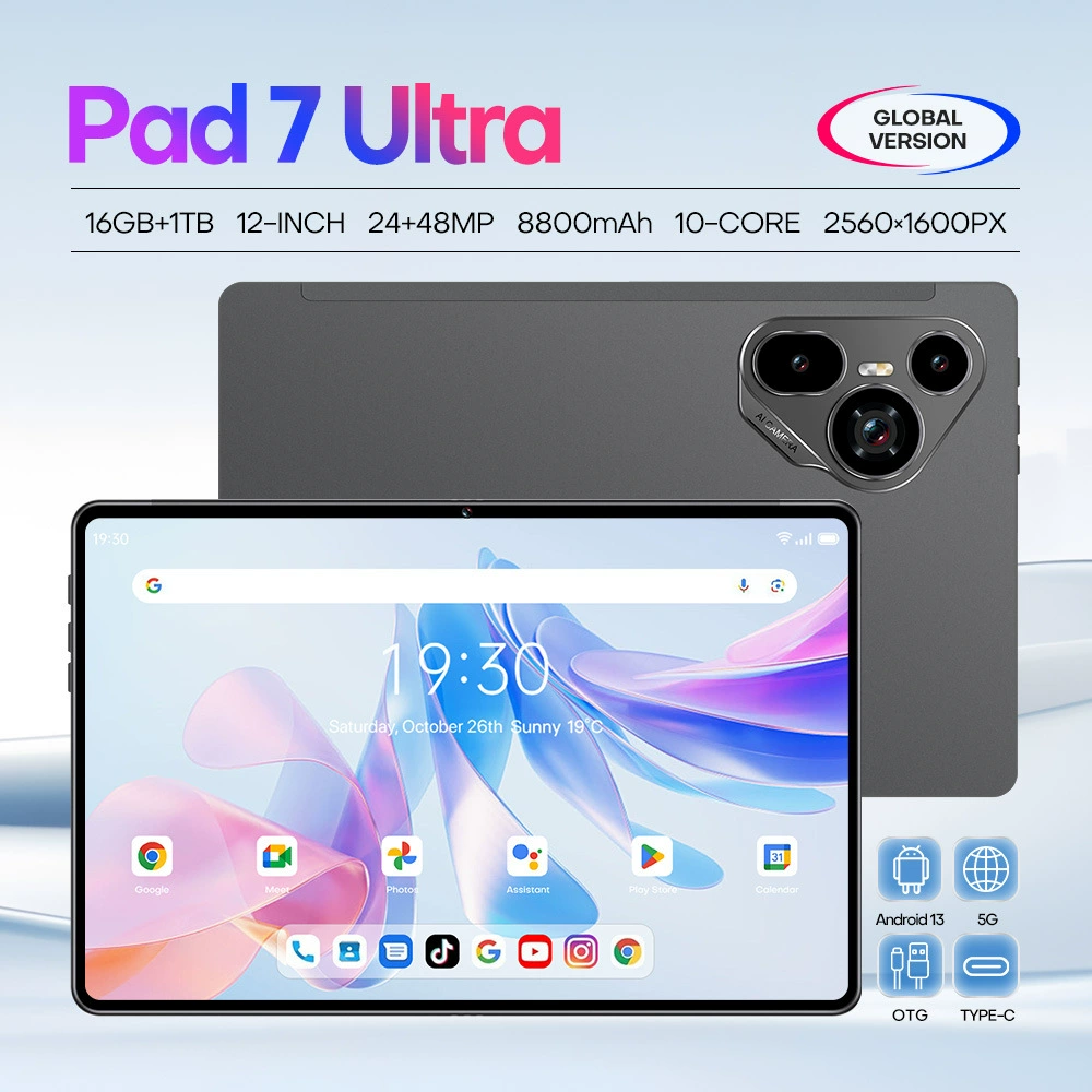 Глобальная торговля Cross-border 2024 новая 12-дюймовая Pad7ultra планшетный компьютер двойной слот 3G звонок восьмиядерный IPS экран