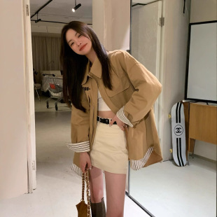 American Style Retro Japanese Style Loose Shirt Jacket Women's Spring and Autumn Design Niche Fake Two-piece Korean Style Casual Top