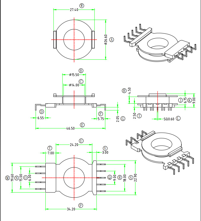 骨架 POT33/14立式5+4 槽宽4.5 螃蟹脚 POT33/14 POT33/13