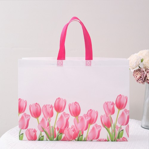 Tulip non-woven fabric coated environmentally friendly clothing store handbag shopping gift packaging bag clothes good-looking bag