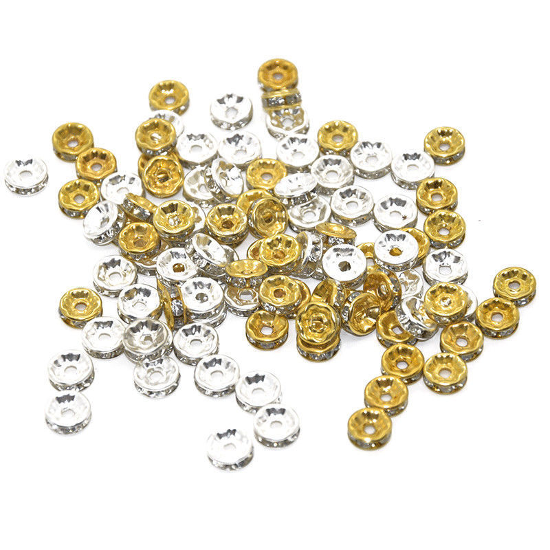 4/6/8mm diamond ring accessories handmade diy jewelry diamond-embedded spacer beads gold silver spacer wheel ring beaded spacer beads 4/6/8mm diamond ring accessories handmade diy jewelry diamond-embedded spacer beads gold silver spacer wheel ring beaded spacer beads