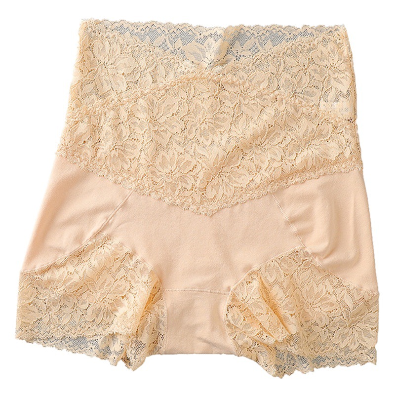 Pantalones de seguridad de cintura alta ropa interior sin desgaste de las mujeres más el tamaño leggings ajustados a la cintura pantalones cortos de encaje anti-Exposición de algodón puro