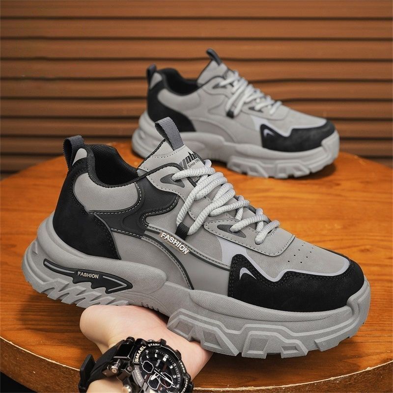 Primavera zapatos de hombre nuevos zapatos de cuero transpirables zapatos deportivos de moda para hombres con suela gruesa aumentada de altura casuales zapatos de papá para hombres