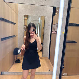lulu原标现货连衣裙女2025夏季新款露背法式收腰高级感背心包臀