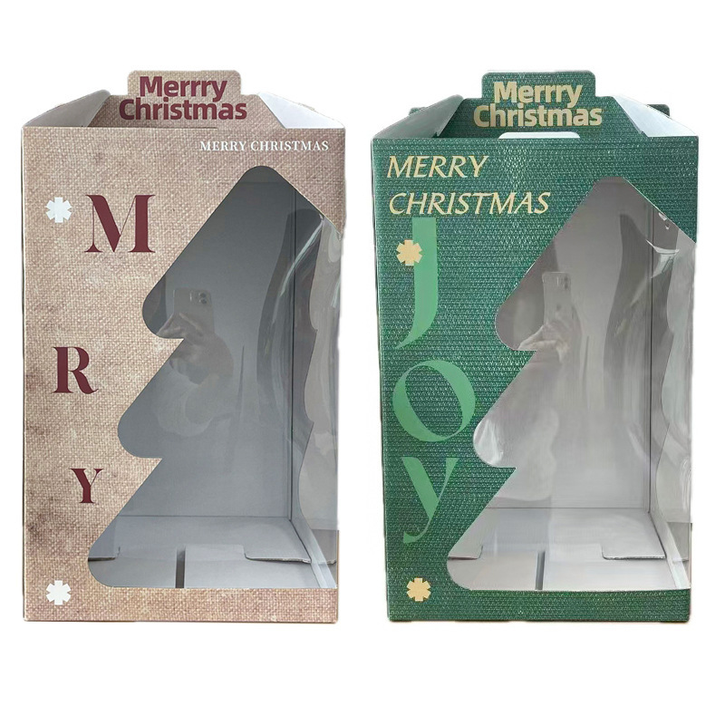 クリスマスクリスマスツリー手提げ紙袋ギフトバッグ窓開きギフトバッグクリスマスイブ透明ギフトバッグ卸売|undefined