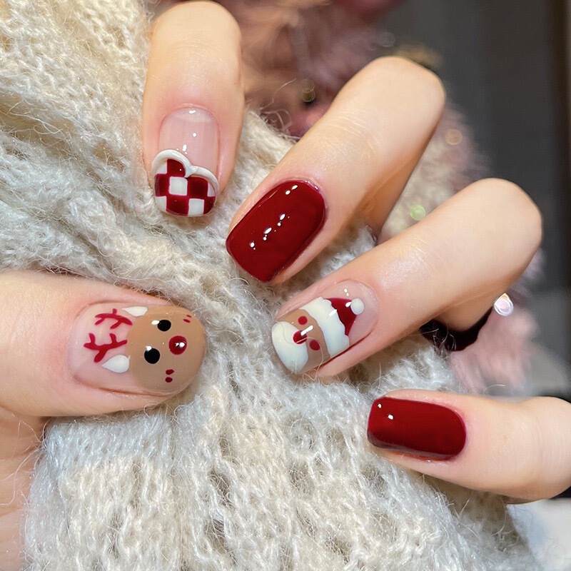 248-Elk Chessboard Wearing Armor Autumn and Winter Nail Patch Nail Patch Finished Nail Patch for Christmas