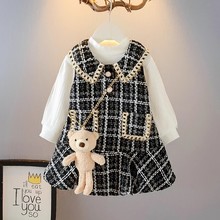 童装女童小香风套装2025春季韩版长袖连衣裙宝宝背心裙洋气两件套