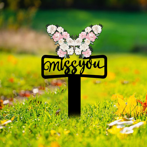 Iron Butterfly Metal Craft Ornament for Garden Stake Outdoor Courtyard Garden Decoration Insert