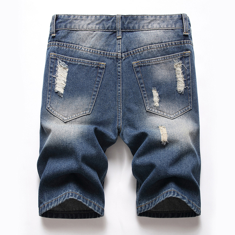 Pantaloncini jeans uomo distressed taglio dritto casual vintage_voghion.com