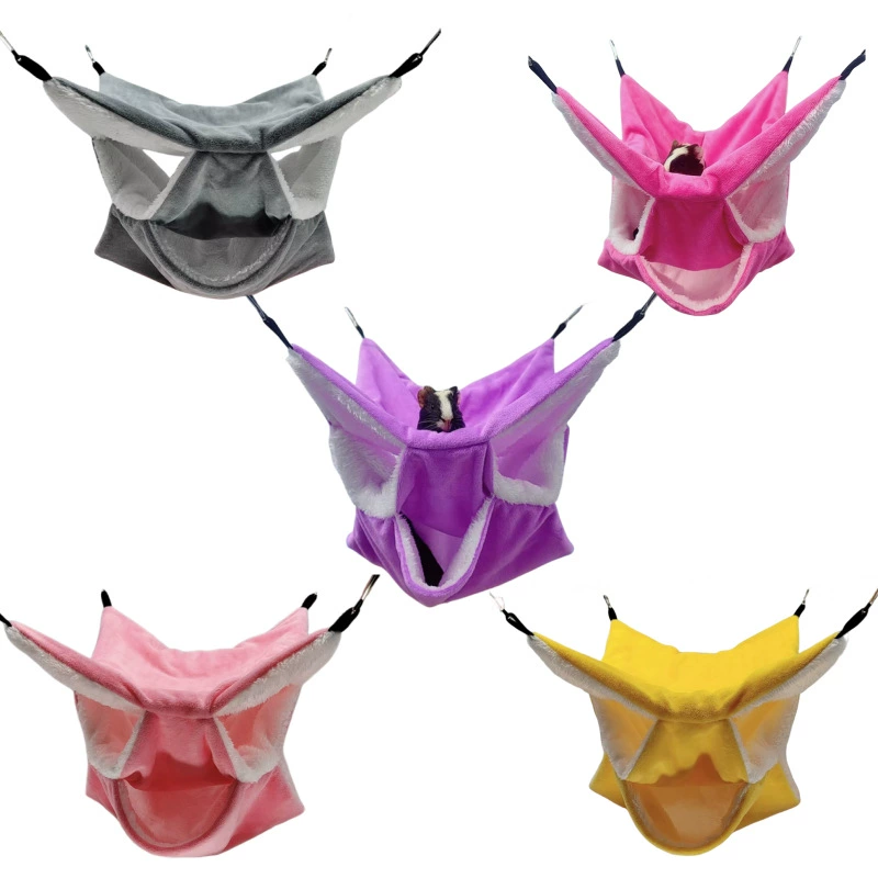 Гамак для хомяка, медовая сумка, теплый трехслойный плюшевый гамак, подвесной спальный мешок для белки, маленькие домашние животные, осенне-зимние теплые принадлежности