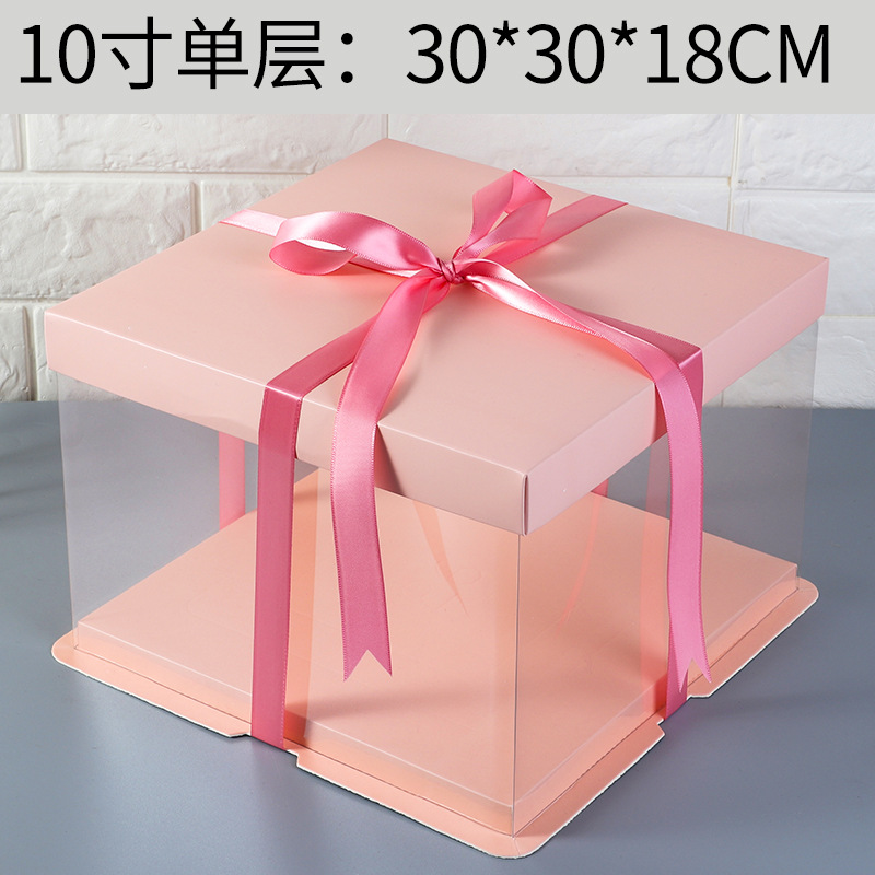 Caja de pastel de cumpleaños caja de embalaje 6 6 6 8 8 8 10 + 12 pulgadas sola capa doble cuadrado caja de embalaje transparente caja de regalo Internet celebridad