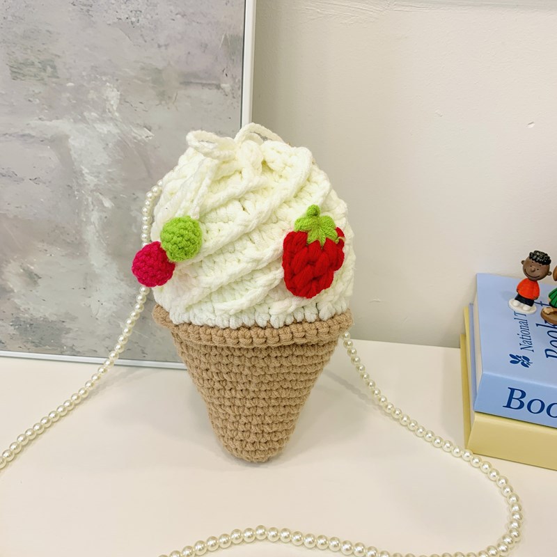 Caricatura encantadora bolsa de hombro de gancho para niños y niñas, helado dulce para padres e hijos, bolsa de mochila, otoño y invierno, nueva bolsa de fresa