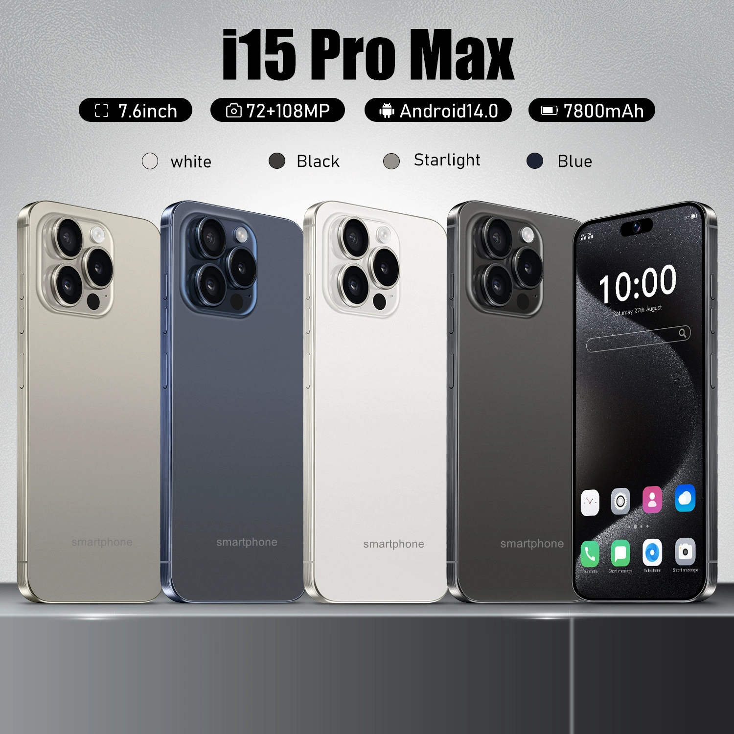 Мобильный телефон Pro, смарт-часы, Intel Core i15, 15 Pro Max, 16 ГБ, 4G, широкоформатный экран