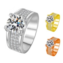 法式浪漫仿莫桑石拱形镶鹊桥国风戒指四爪牛头角高级感5克拉戒指