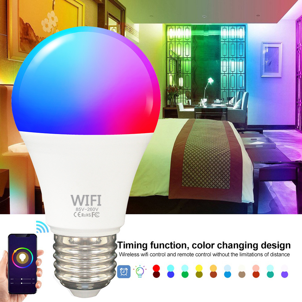 WIFI лампочка затемнение лампочка умный WiFi свет LEDAlexa разноцветных огней Пузырь умный свет wifi лампочка