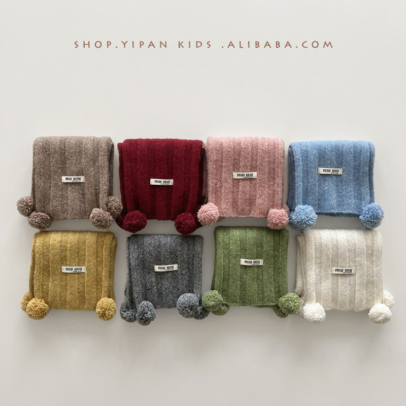 Yipan Korean children's scarf, new ins style, wide striped, for boys and girls, cold-proof, warm, thick knitted baby neck warmer